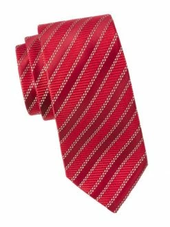 Charvet Stripe Silk Tie For Men Red -CHARVET AND GUERLAIN Sales unnamed file 101