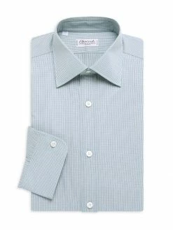 Charvet Mini Windowpane Check Dress Shirt For Men