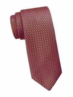 Charvet Asymmetric Vine Leaf-Print Silk Tie For Men Red -CHARVET AND GUERLAIN Sales unnamed file 138