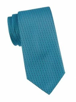 Charvet Geometric-Print Silk Tie For Men Navy