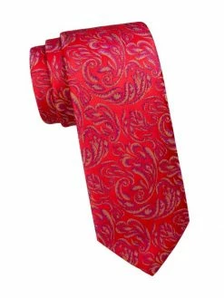 Charvet Paisley Silk Jacquard Tie For Men Red -CHARVET AND GUERLAIN Sales unnamed file 149