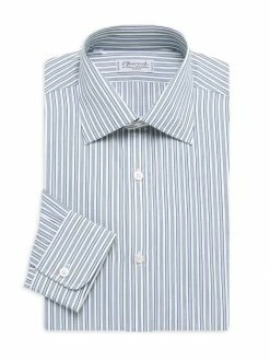 Charvet Bold Contrast Medium Striped Silk Dress Shirt For Men