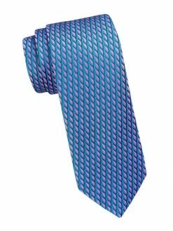 Charvet Neat Contrast Color Brush Silk Tie For Men Red