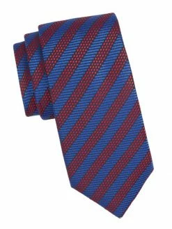 Charvet Stripe Silk Tie For Men Navy Red -CHARVET AND GUERLAIN Sales unnamed file 193