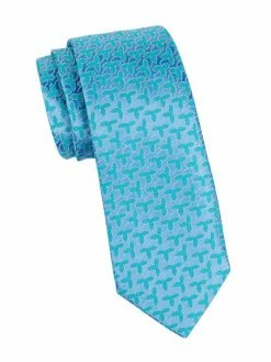 Charvet Geometric Fleur Woven Silk Tie For Men