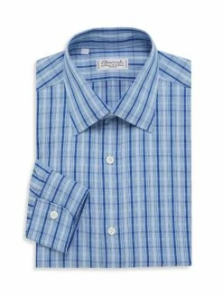 Charvet Glenplaid Stripe Dress Shirt For Men