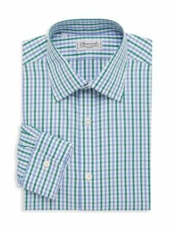 Charvet Gingham Multicolor Dress Shirt For Men