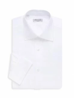Charvet Solid Poplin Dress Shirt For Men Blue