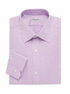 Charvet Twill Check Dress Shirt For Men