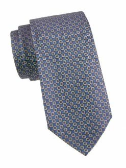 Charvet Geometric-Print Silk Tie For Men Red