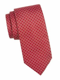 Charvet Geometric-Print Silk Tie For Men Red -CHARVET AND GUERLAIN Sales unnamed file 97